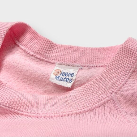 Vtg 80s Fleece Mates Raglan Blank Pink Sweatshirt, Lightweight Soft, XL Boxy - Picture 3 of 6